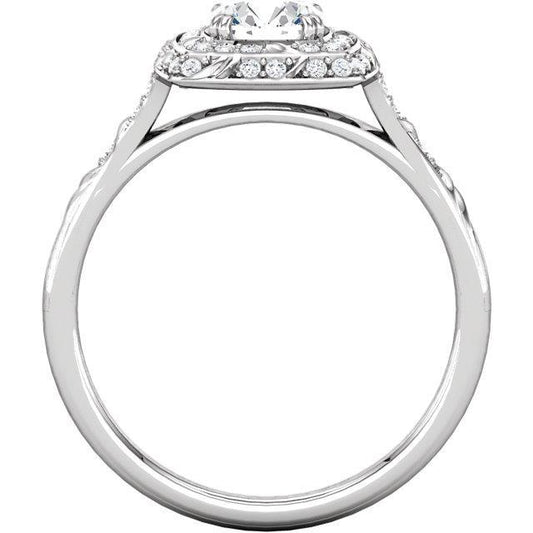 Vintage Style Round Real Diamond Halo Ring With Accents 2.30 Ct.