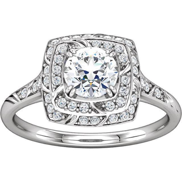 Vintage Style Round Real Diamond Halo Ring With Accents 2.30 Ct.