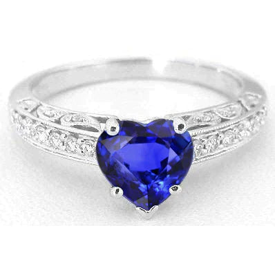 Vintage Style Sapphire Ring Heart Cut