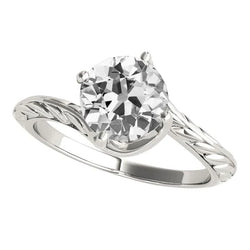 Vintage Style Solitaire Ring Old Mine Cut Real Natural Earth Mined Diamond 2.50 Carats Gold