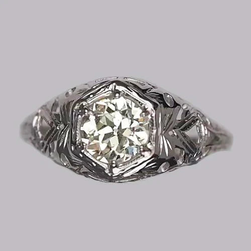 Vintage Style Solitaire Ring Round Old Mine Cut Genuine Diamond 1.25 Carats