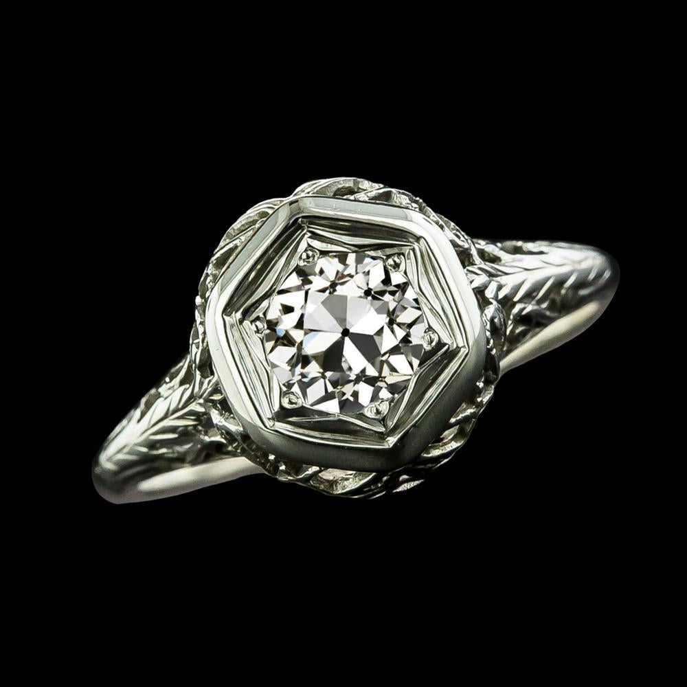 Vintage Style Solitaire Ring Round Old Mine Cut Real Diamond 1.75 Carats