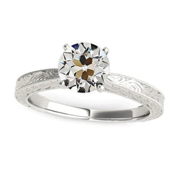 Vintage Style Solitaire Round Old Miner Real Natural Earth Mined Diamond Ring 2 Carats