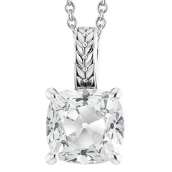 Vintage Style Solitaire Slide Genuine Natural Earth Mined Diamond Pendant Cushion Old Cut 5 Carats