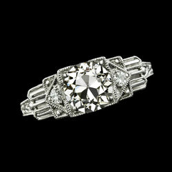 Vintage Style Three Stone Ring Old Cut Round Real Diamonds 2.25 Carats