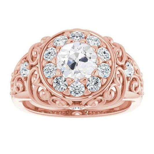 Vintage Style Wedding Ring Round Old Mine Cut Genuine Diamond 5.25 Carats