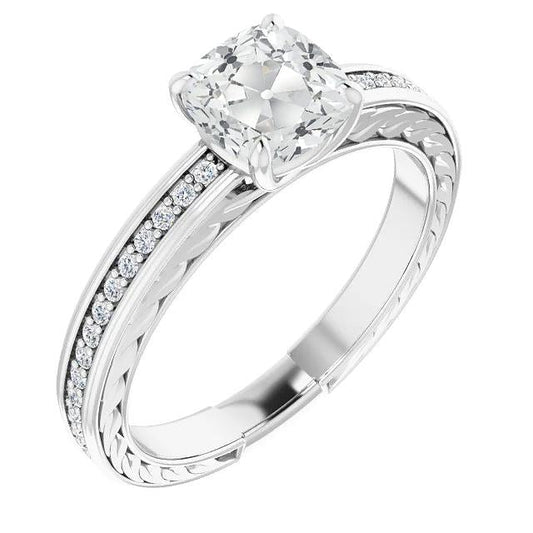Vintage Style Women’s Ring Cushion Old Cut Real Diamond 5.75 Carats