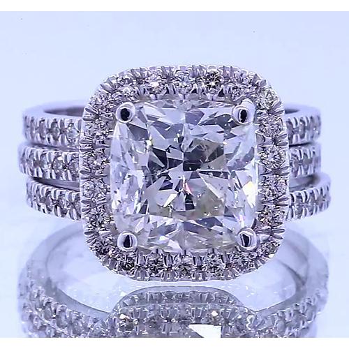 Vintage Type Anniversary Ring Cushion Real Diamond 4.50 Carats
