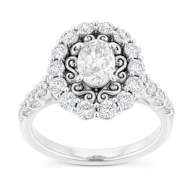 Vintage Style Halo Ring Real Oval Old Cut Natural Earth Mined Diamond Prong Set 6.25 Carats