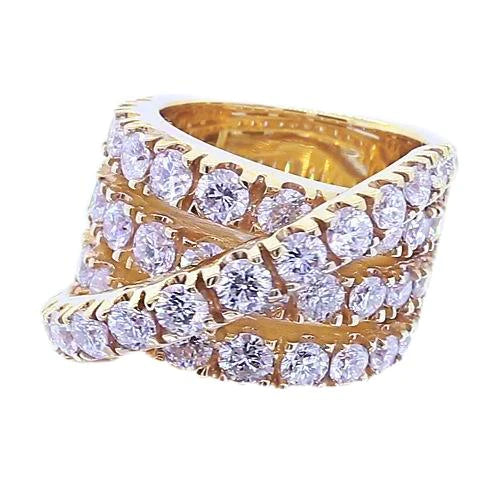 Vintage Type Lab Grown Diamond Round Fancy Ring Yellow Gold 14K 3.57 Carats