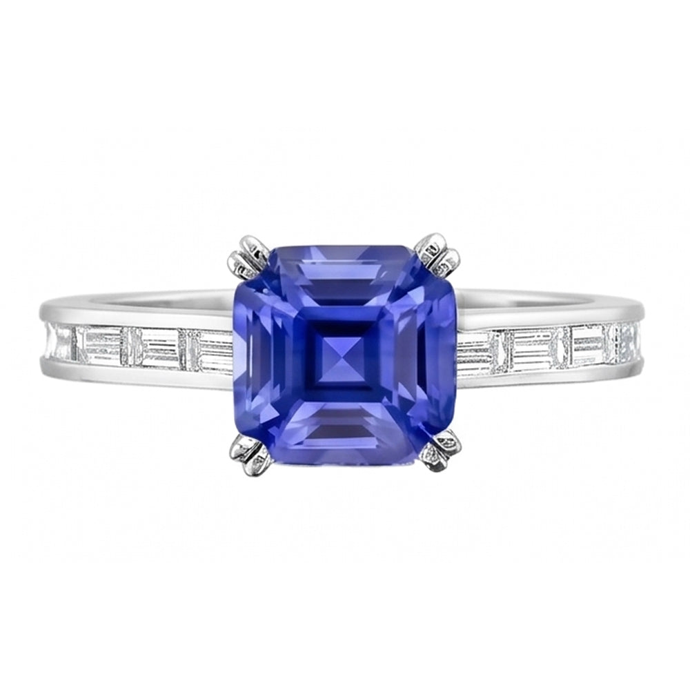 Vivid Royal Blue Sapphire And Natural Earth Mined Diamond ( Not Lab Grown ) Ring
