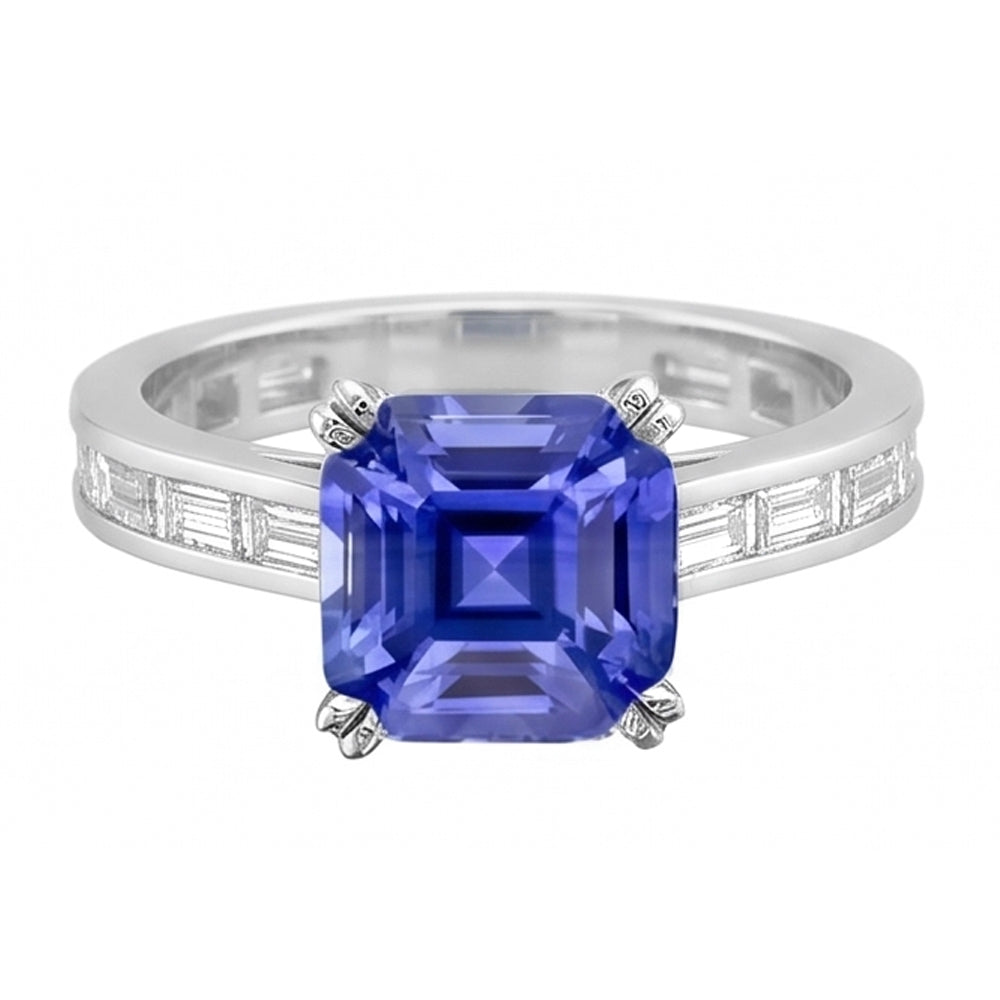 Vivid Royal Blue Sapphire And Natural Earth Mined Diamond ( Not Lab Grown ) Ring
