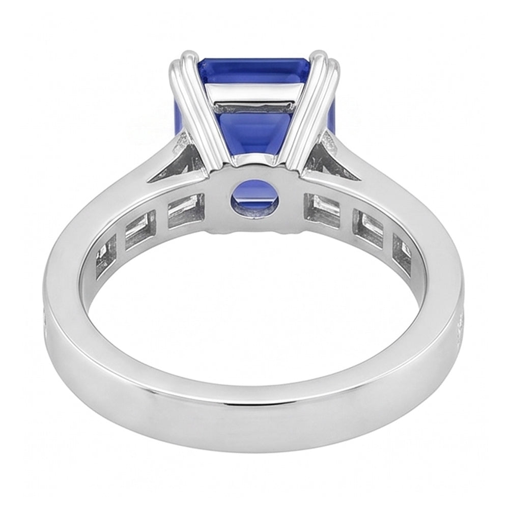 Vivid Royal Blue Sapphire And Natural Earth Mined Diamond ( Not Lab Grown ) Ring