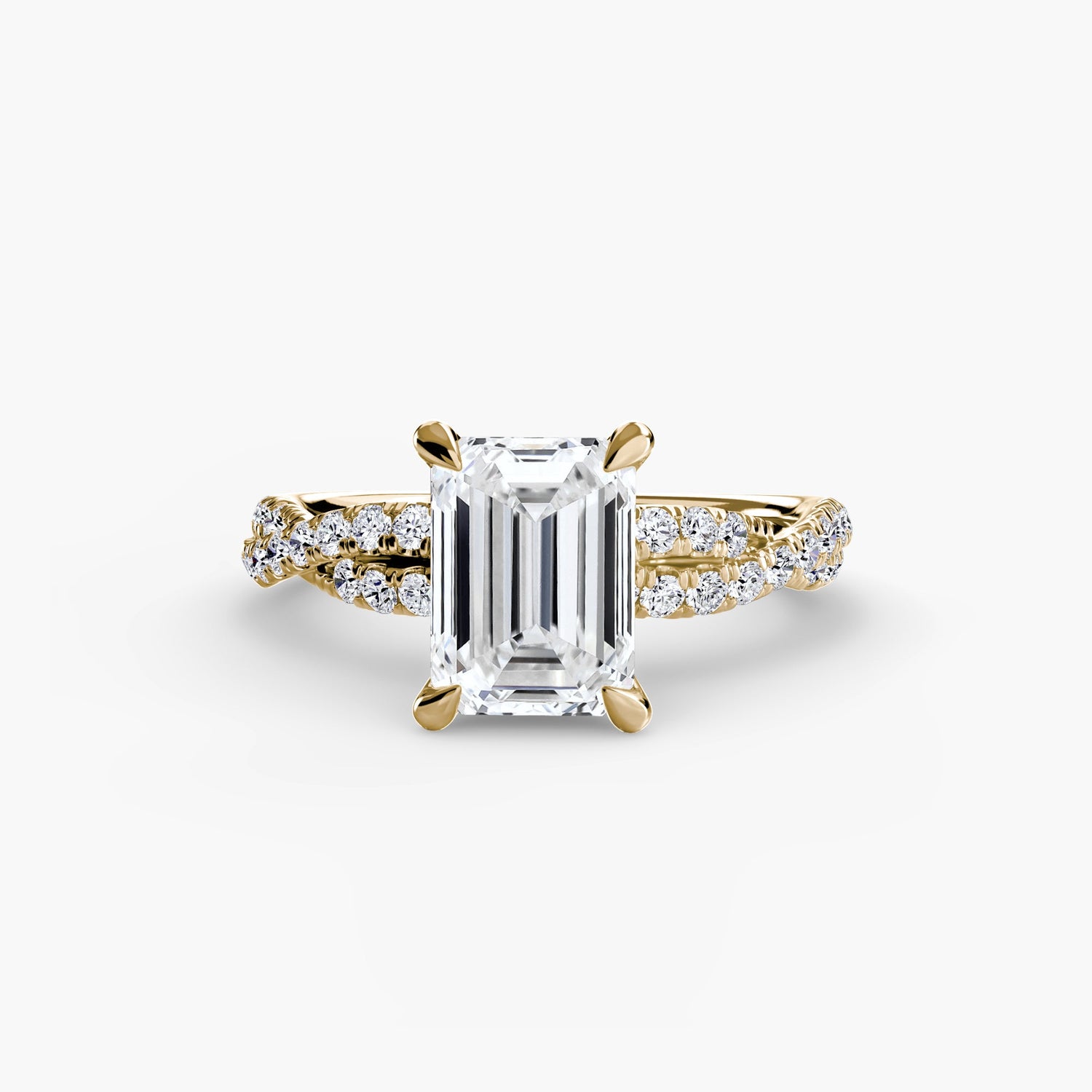 Round Brilliant Precious Stone ring in Gold – back view