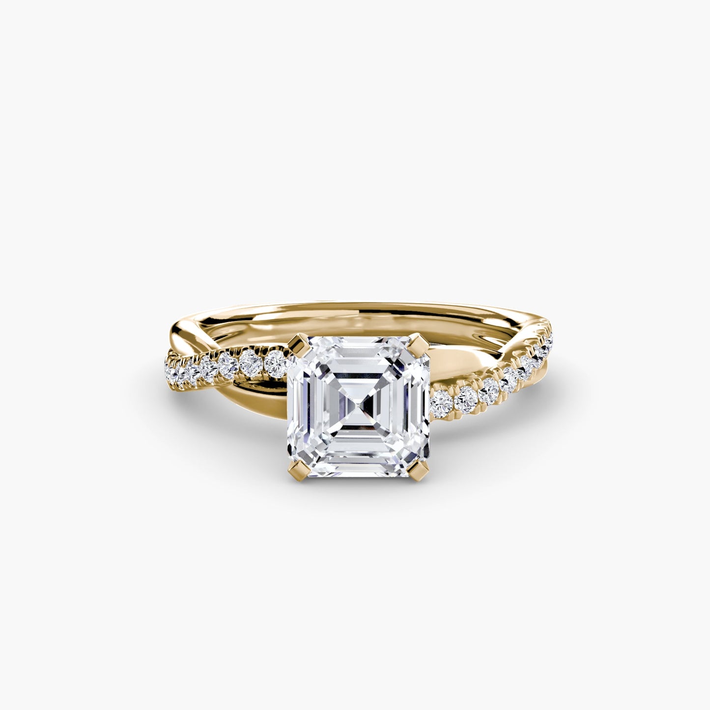 Fine Emerald Round Brilliant Setting in Gold – detail view
