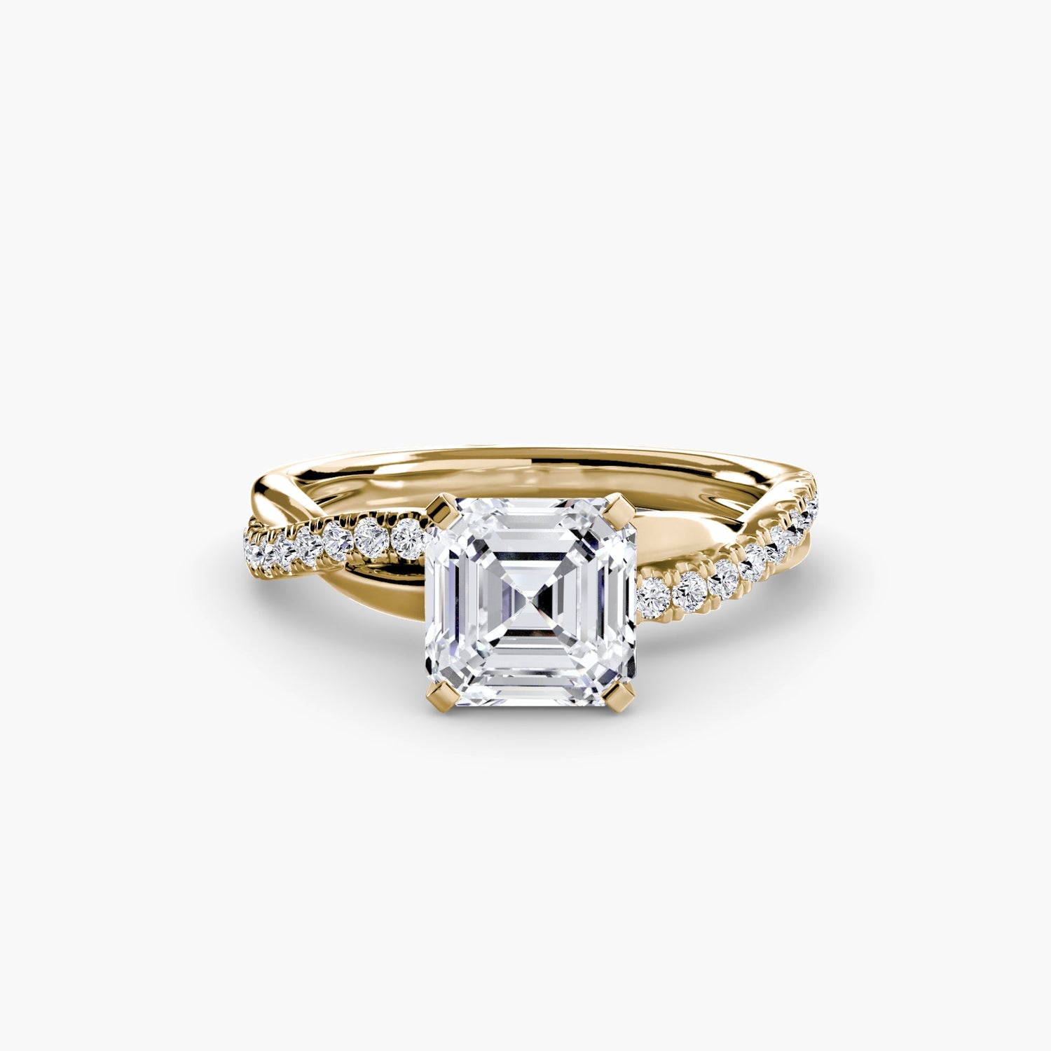 Fine Emerald Round Brilliant Setting in Gold – detail view