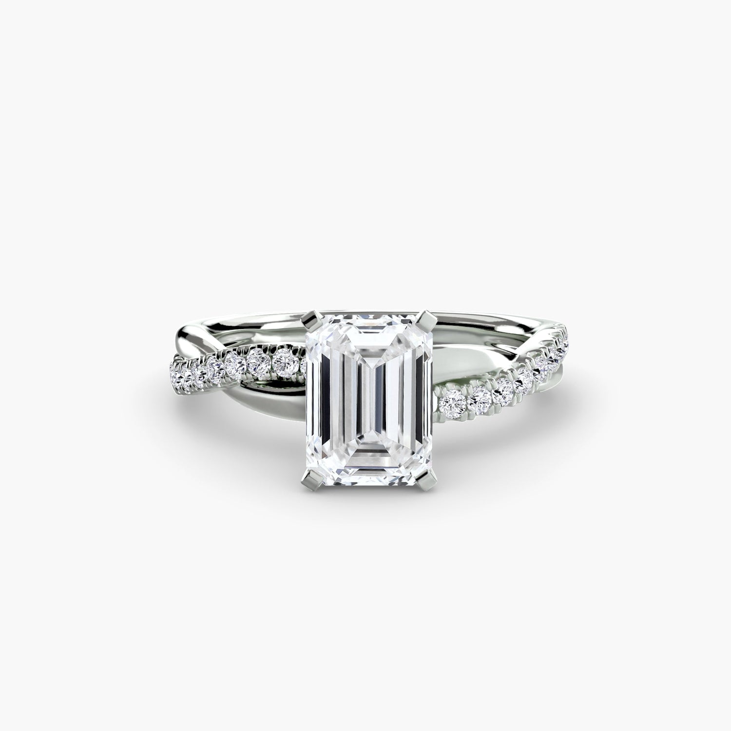 Round Brilliant Fine Emerald ring in Gold – top view