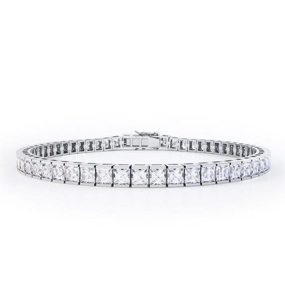 WG 14K Princess Cut Sparkling 11 Carats Real Diamonds Tennis Bracelet - Tennis Bracelet-harrychadent.ca