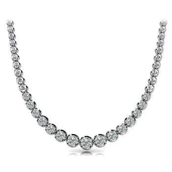 WG 14K Sparkling Round Brilliant Cut 22.00 Carats Natural Diamonds Necklace