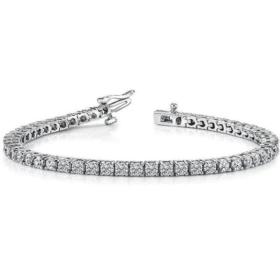 WG 14K Tennis Bracelet 5.72 Carats Round Brilliant Cut Real Diamonds