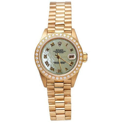 W Mop Roman Dial Presidential Watch Rolex Dj Diamond Bezel Gold