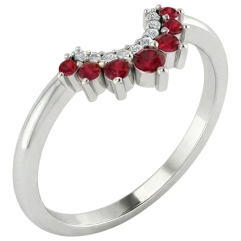Wedding Band 1 Carat Natural Earth Mined Diamond ( Not Lab Grown ) & Ruby Women Jewelry