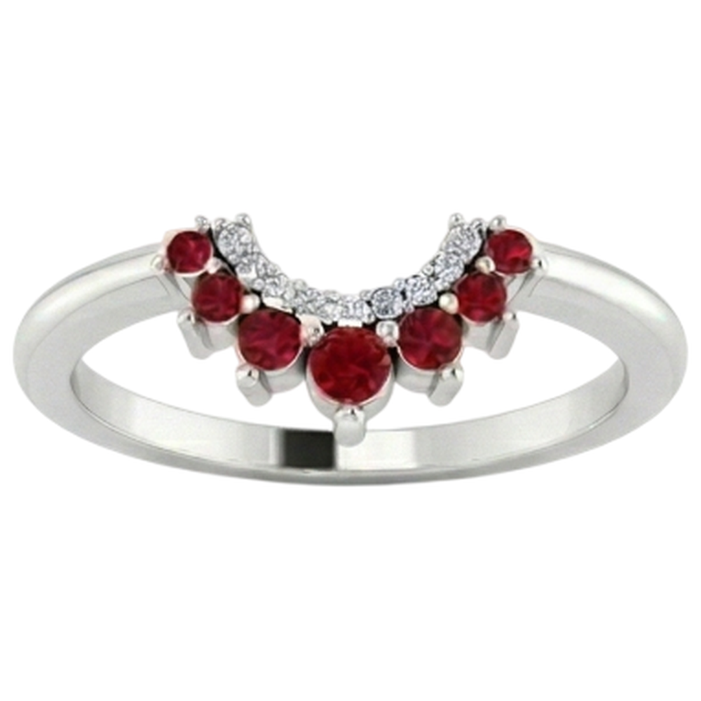 Wedding Band 1 Carat Natural Earth Mined Diamond ( Not Lab Grown ) & Ruby Women Jewelry