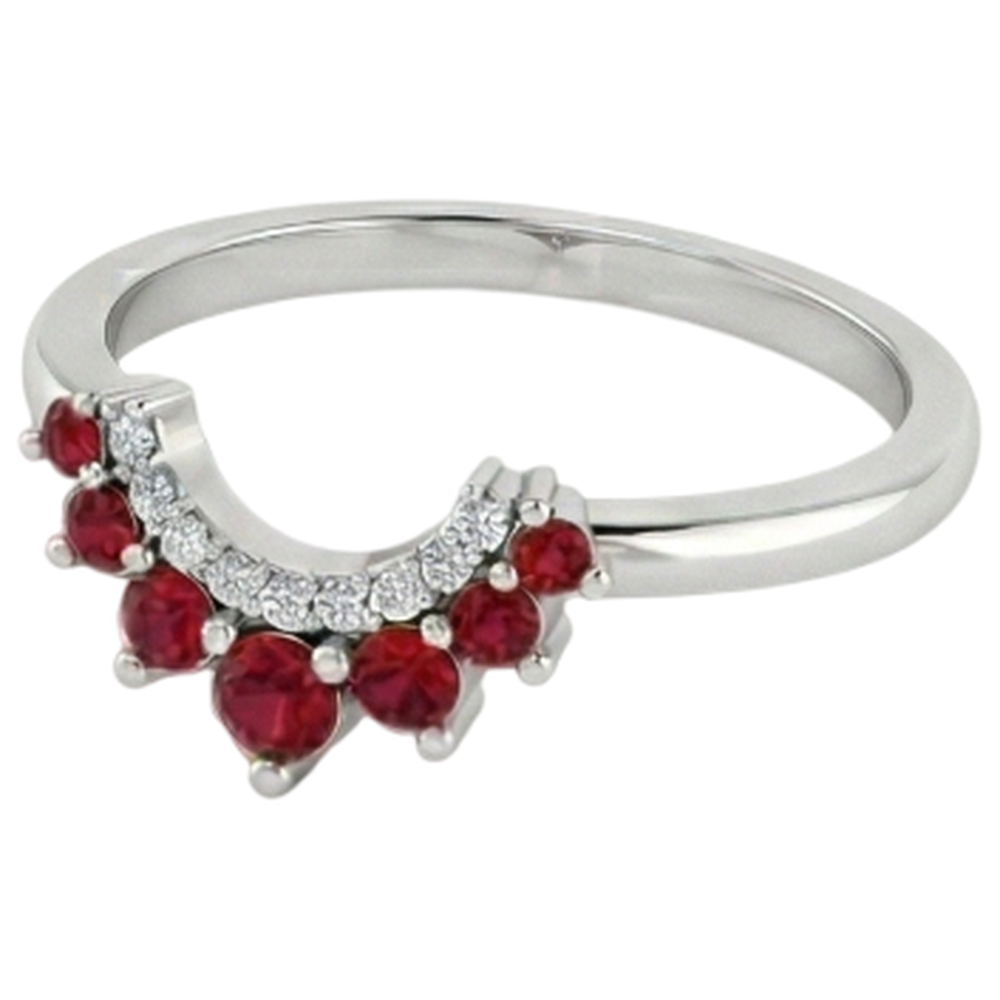 Wedding Band 1 Carat Natural Earth Mined Diamond ( Not Lab Grown ) & Ruby Women Jewelry