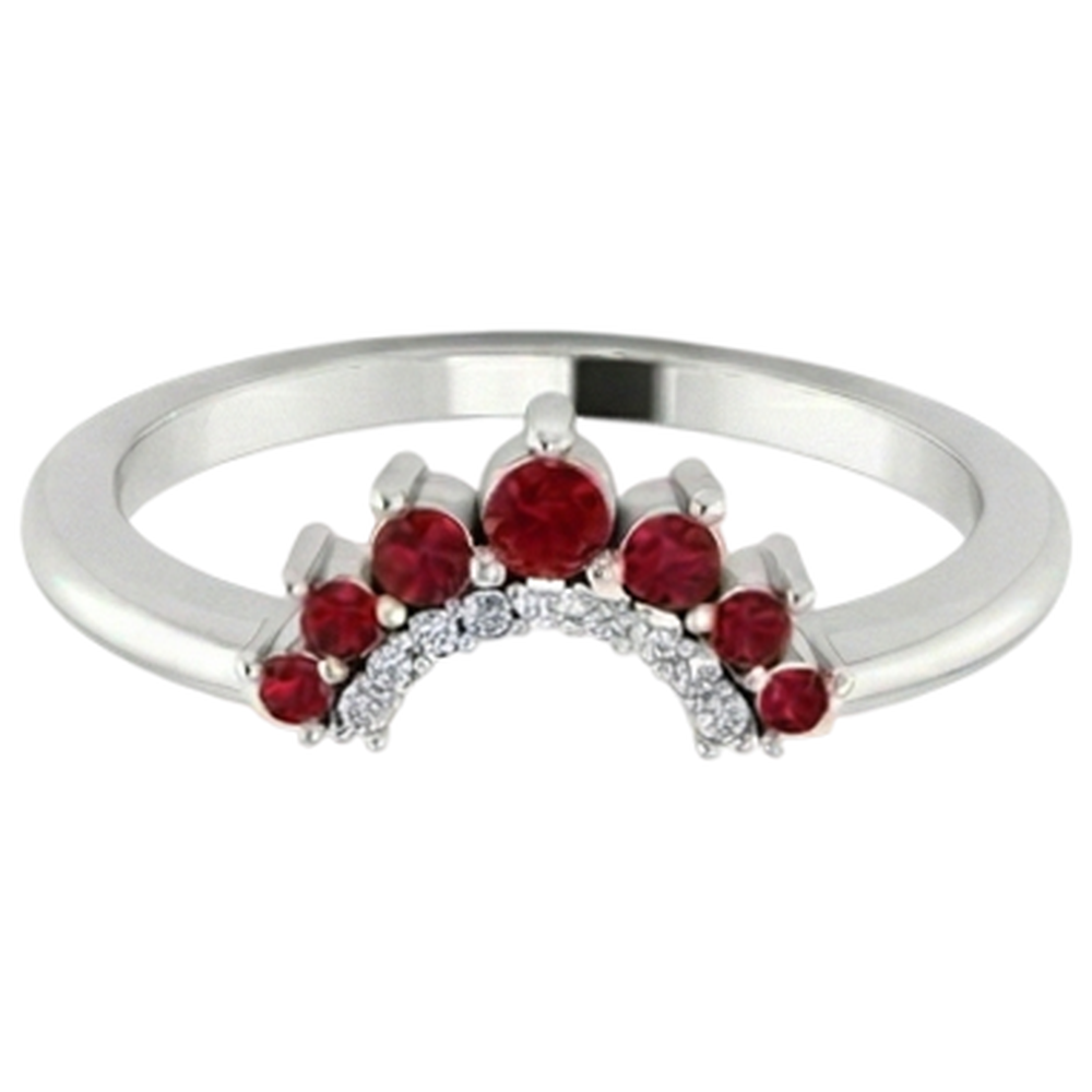 Wedding Band 1 Carat Natural Earth Mined Diamond ( Not Lab Grown ) & Ruby Women Jewelry