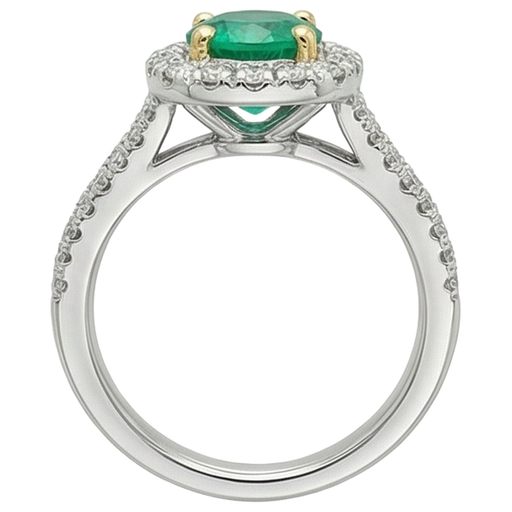 Handmade Fine Emerald Precious Stone Ring 2 ct – back view