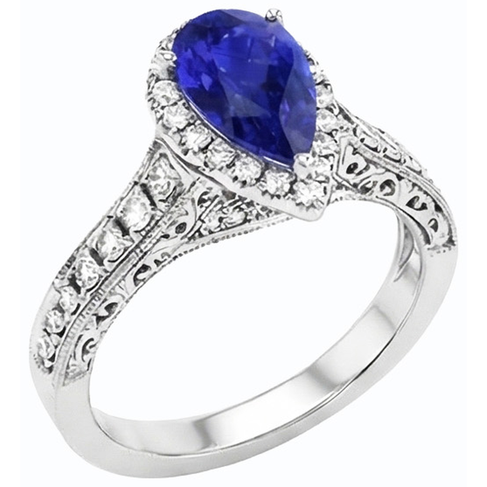 natural round sapphire 3ct ring top view