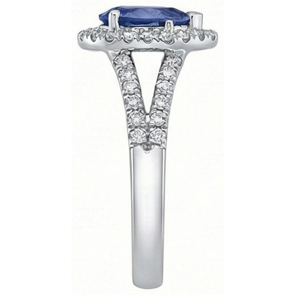 natural round sapphire 2.50ct ring profile view