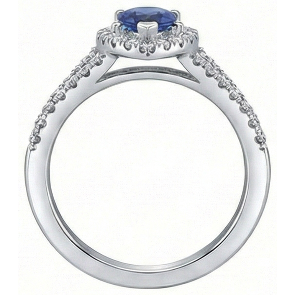 natural round sapphire 2.50ct ring on white background