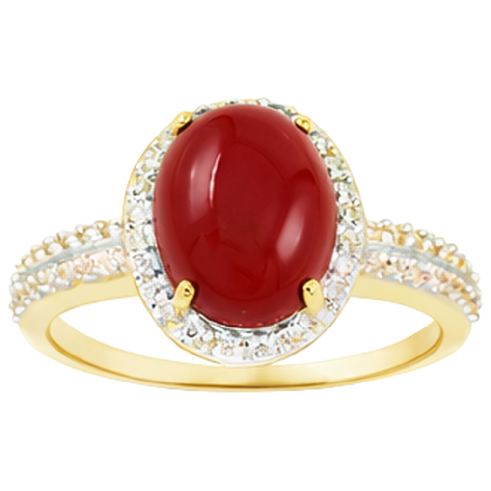 Wedding Ring 10.25 Ct Oval Coral And Round Natural Earth Mined Diamond ( Not Lab Grown )s Gold Yellow 14K