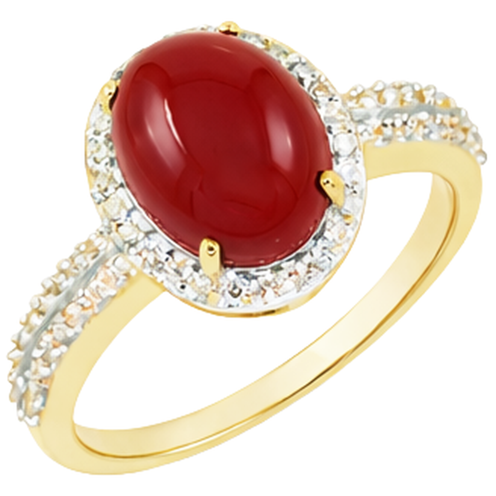 Wedding Ring 10.25 Ct Oval Coral And Round Natural Earth Mined Diamond ( Not Lab Grown )s Gold Yellow 14K