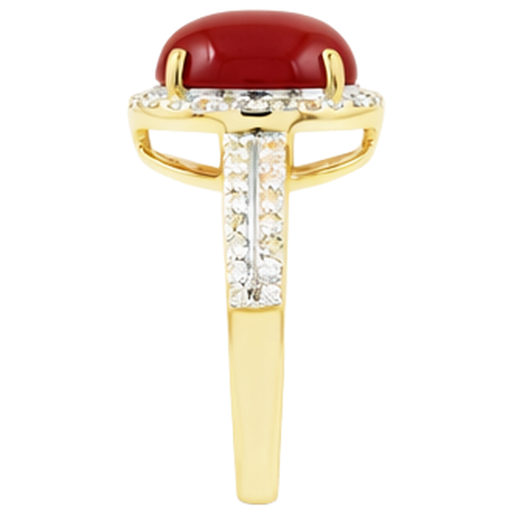 Wedding Ring 10.25 Ct Oval Coral And Round Natural Earth Mined Diamond ( Not Lab Grown )s Gold Yellow 14K