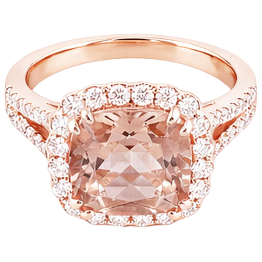 Wedding Ring Morganite And Natural Earth Mined Diamond ( Not Lab Grown )s 15.75 Ct 14K Rose Gold