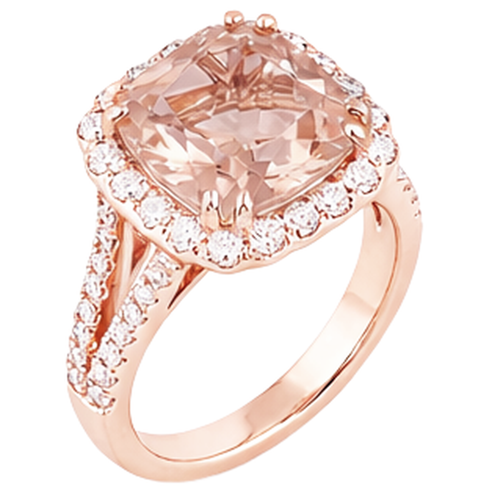 Wedding Ring Morganite And Natural Earth Mined Diamond ( Not Lab Grown )s 15.75 Ct 14K Rose Gold