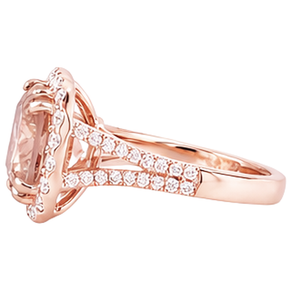 Wedding Ring Morganite And Natural Earth Mined Diamond ( Not Lab Grown )s 15.75 Ct 14K Rose Gold