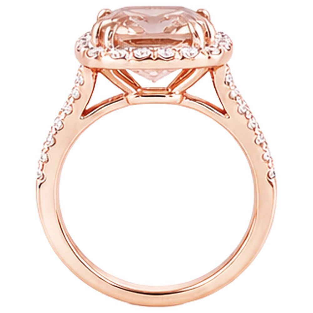 Wedding Ring Morganite And Natural Earth Mined Diamond ( Not Lab Grown )s 15.75 Ct 14K Rose Gold