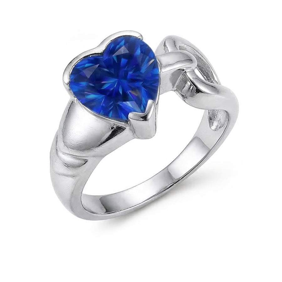 natural heart sapphire 3ct ring profile view