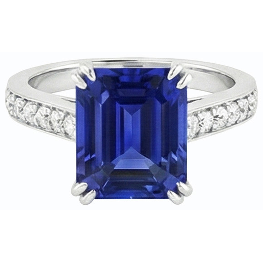natural emerald sapphire 3ct ring close up detail