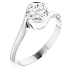 Wedding Ring Cushion Old Mine Cut Real Natural Earth Mined Diamond Tension Style 4 Carats
