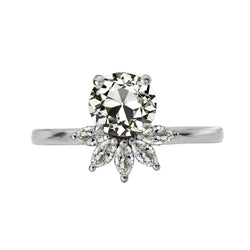 Wedding Ring Marquise & Round Old Cut Real Natural Earth Mined Diamond 4.50 Carats