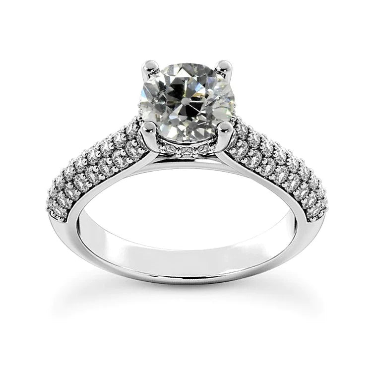 Wedding Ring Old Cut Real Diamond Prong Pave Set Jewelry 4.50 Carats