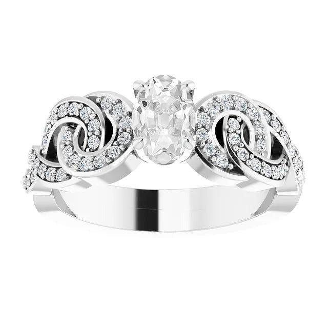 Wedding Ring Oval Old Cut Real Diamond Knot Style Prong Set 6 Carats - Anniversary Ring-harrychadent.ca