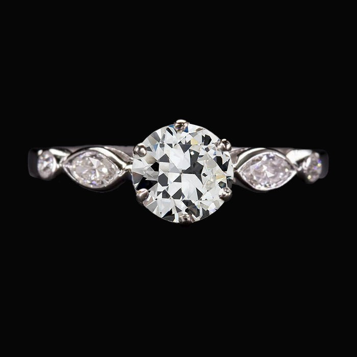 Wedding Ring Pear & Round Old Mine Cut Real Diamond 6 Prong Set 3 Carats - Engagement Ring-harrychadent.ca