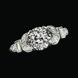 Wedding Ring Round Old Cut Marquise & Baguette Real Diamond 3.25 Carats