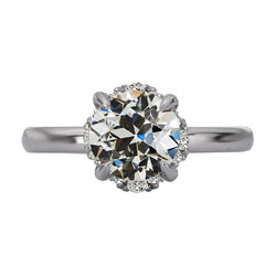Wedding Ring Round Old Cut Real Diamond 4.50 Carats 4 Prong Set