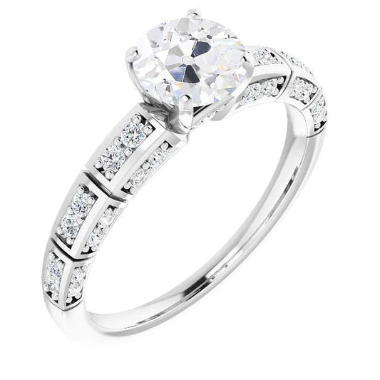 Wedding Ring Round Old Mine Cut Genuine Diamond 4 Carats Gold Ladies Jewelry